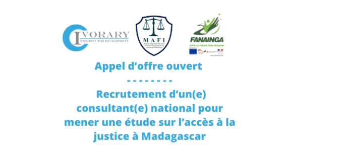 Appel d’offre ouvert – Recrutement d’un(e) consultant(e) national pour mener une étude sur l’accès à la justice à Madagascar